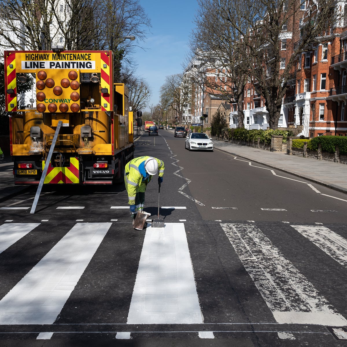 Abbey Road zebra crossing repainted in coronavirus lockdown