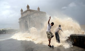 High tides lash Mumbai on the western Indian coast. 