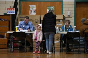 The polls at the Fairgrounds Middle School in Nashua, New Hampshire.