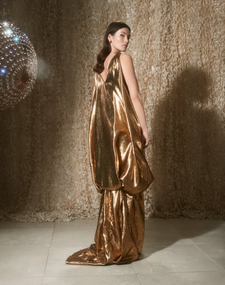 Golden moment: Gemma Arterton wears dress by halpernstudio.com and earrings by Alighieri x Nanushka, nanushka.com.