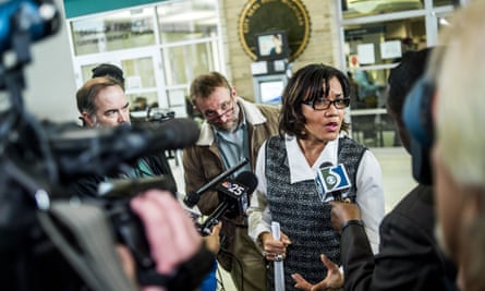 Mayor Karen Weaver fields reporters’ questions after declaring a state of emergency on 15 December.