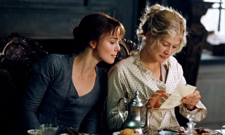 Rosamund Pike as Jane Bennet, with Keira Knightley (left) as Elizabeth, in Pride & Prejudice (2005)