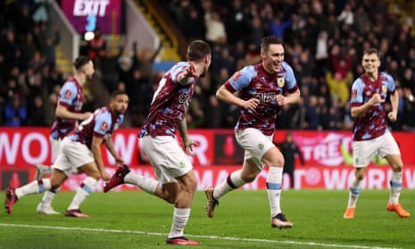 Connor Roberts of Burnley celebrates scoring what proved to be the winner.