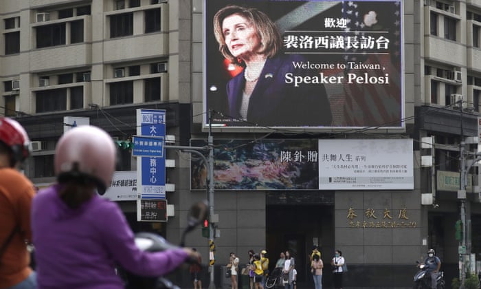 China-Taiwan news: Taiwan says China used 66 planes and 14 warships in Sunday’s drills – live 1 A billboard in Taipei last week.