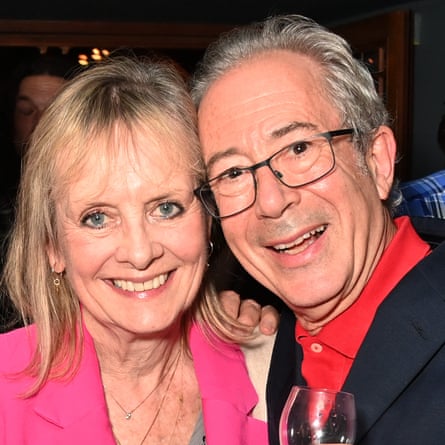 Ben Elton and Twiggy backstage at an afterparty for Elton’s Queen musical We Will Rock You.