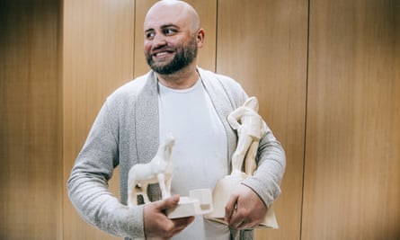 Leonid Marushchak with artworks from his private collection, built up over many years.