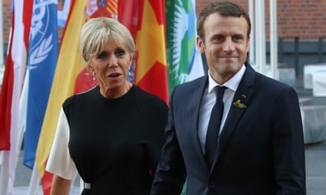 Emmanuel Macron with his wife, Brigitte