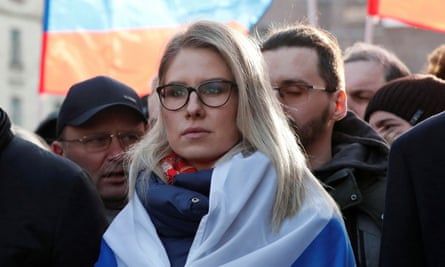 Lyubov Sobol, a lawyer with Alexei Navalny’s Anti-Corruption Foundation, takes part in a rally in February 2020.
