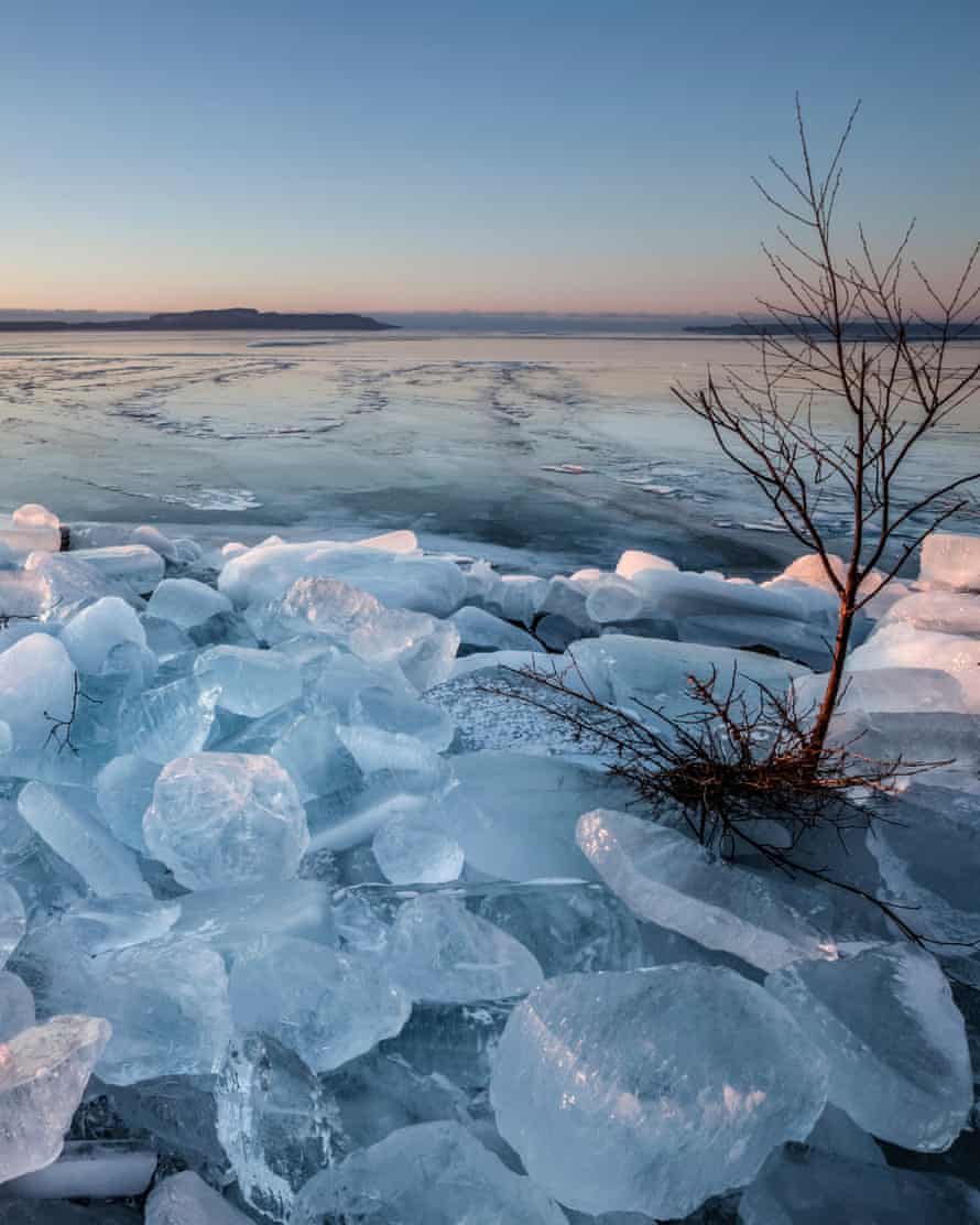 Ice at the edge of the ocean in Thunder Bay