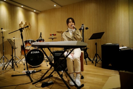 Miyu Takeuchi sings during a training session in Seoul, South Korea,