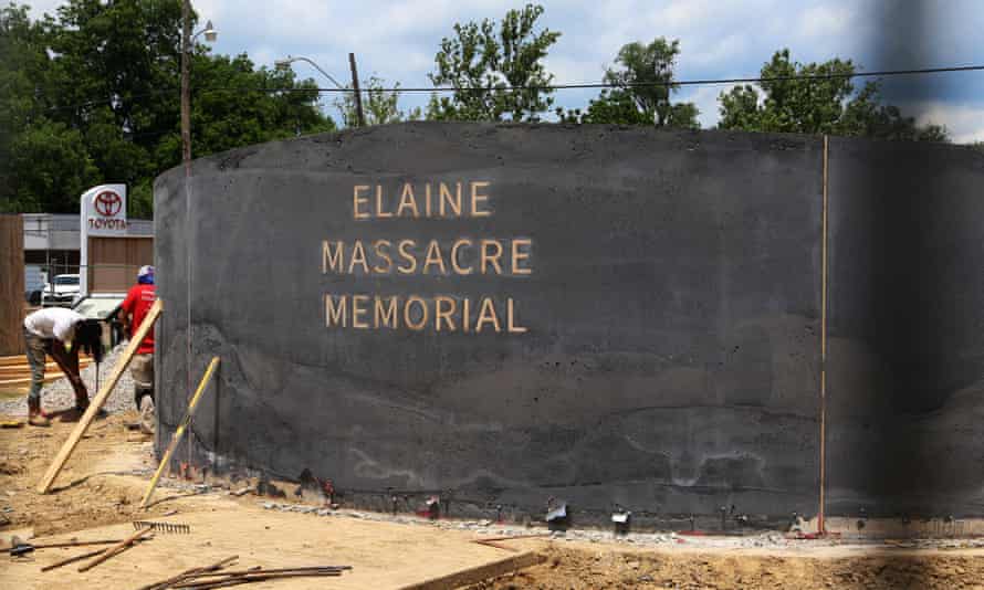 A monument under construction in June, honoring victims of the Elaine Massacre.
