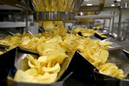 Crisps on the production line at the Frito-Lay factory near Warsaw, Poland.