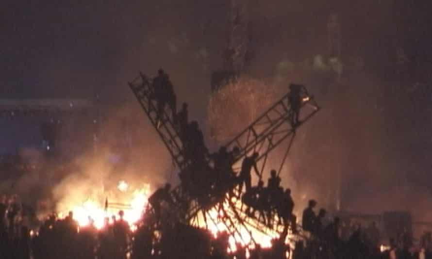 A still from Woodstock 99: Peace, Love, and Rage