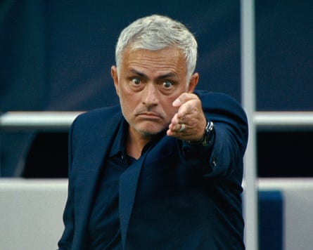 José Mourinho points from the touchline in the titular documentary series.