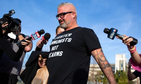 The former Proud Boys organizer Joseph Biggs walks from the courthouse in Orlando, Florida, in January 2021, after a court hearing.