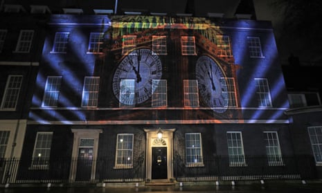 An image of Big Ben projected on to 10 Downing Street