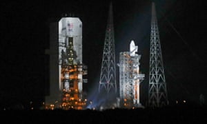 The rocket carrying the Parker Solar Probe on the launchpad at the Kennedy Space Centre, Florida.