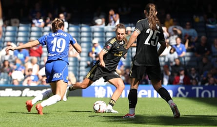 The Aston Villa full-back Noelle Maritz takes a shot that is deflected in for an own goal