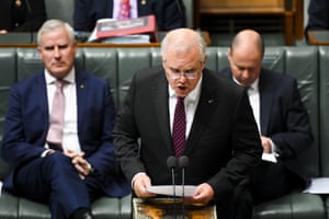 Scott Morrison speaks during question time at Parliament House in Canberra, 2 June.