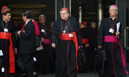 Cardinal Raymond Burke (centre), one of Pope Francis’s most prominent enemies