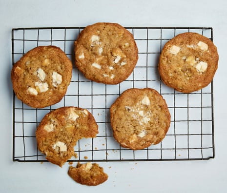 Yotam Ottolenghi’s white chocolate and pear cookies with lime and cardamom.