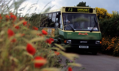 Bus service number 73 between Ipswich and Bawdsey operating in rural Suffolk, UK.