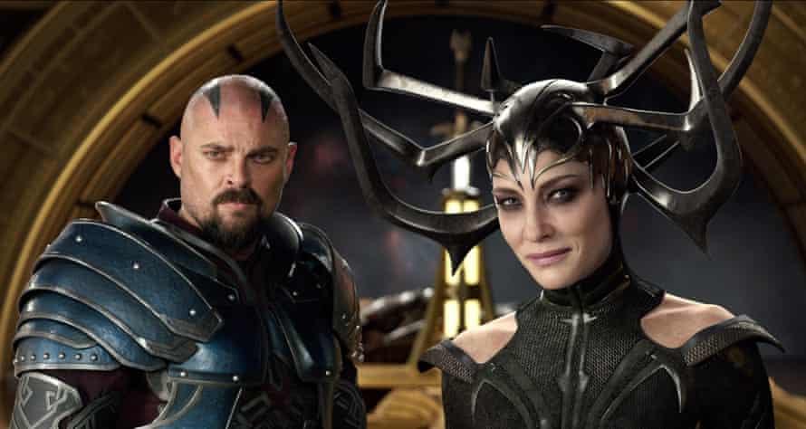 Karl Urban and Cate Blanchett in Thor: Ragnarok