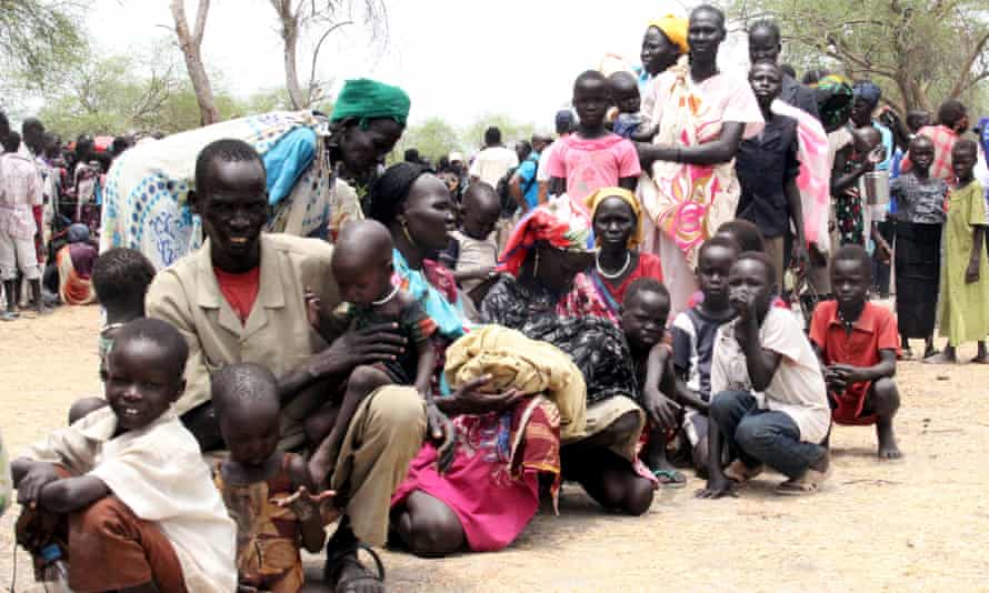 Residents displaced due to the fighting between government and rebel forces in the Upper Nile capital Malakal in South Sudan in May 2015.