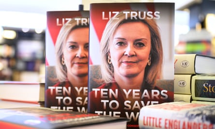 Copies of Truss’s book Ten Years to Save the West on sale in a branch of Waterstones in London