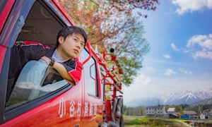 Picture of Keito Kobayashi, a fireman, from the Otari village annual calendar