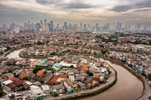 The polluted Ciliwung River winding through Indonesia’s capital, Jakarta.