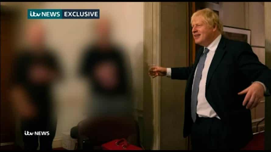 ITV screengrab of party attended by Boris Johnson