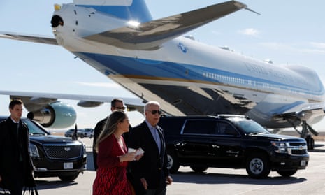 Joe Biden departs Denver International Airport for Pueblo, Colorado, using a smaller Air Force One after a problem with the plane’s bigger version was reported this afternoon.