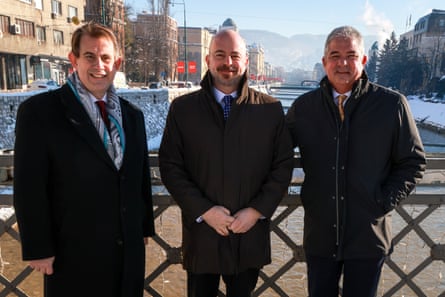 Flynn (left) and Binnall (right) with US chargé d’affaires John Ginkel in Sarajevo