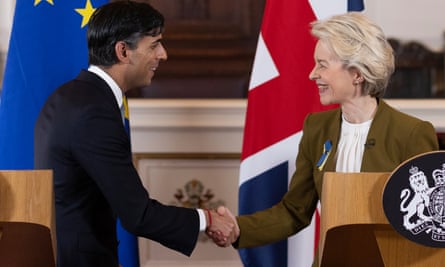Rishi Sunak and Ursula von der Leyen at Windsor Guildhall in February 2023
