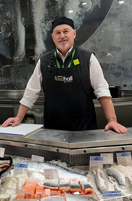 Malcolm Chevin at his job at John Lewis food hall.