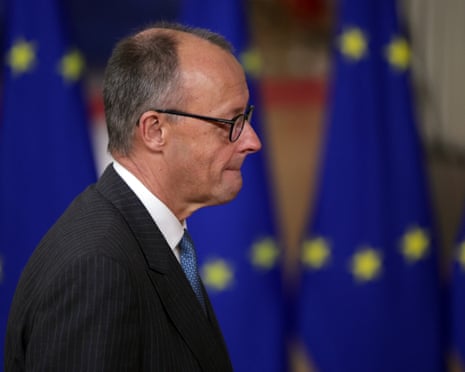 German chancellor Friedrich Merz attends the EU Council Summit in Brussels, Belgium.