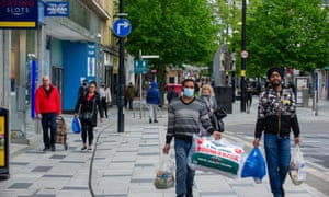 Shoppers out in Slough High Street in May