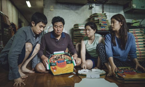 The Kims – played by Choi Woo-sik, Song Kang-ho, Chang Hyae-jin and Park So-dam – in Parasite. 