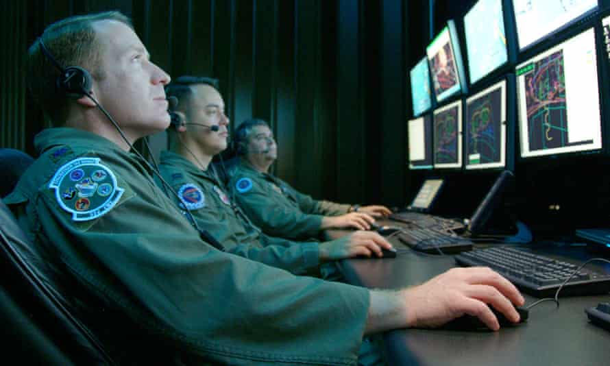Cyber warfare specialists in the US Air Force run a test mission.