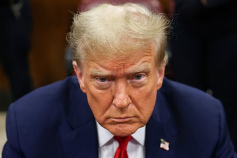 Donald Trump attends his trial for allegedly covering up hush money payments linked to extramarital affairs, at Manhattan Criminal Court in New York City on 23 April 2024.