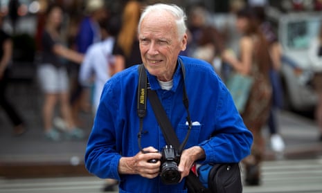 Bill Cunningham in 2014. ‘It’s important to be almost invisible,’ he said, ‘to catch people when they’re oblivious to the camera – to get the intensity of their speech, the gestures of their hands.’