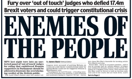 Section of the Daily Mail front page, 4 November 2016.