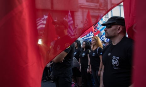 Supporters of the far-right Golden Dawn party at an election rally ahead of Sunday’s election.