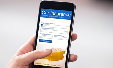 Someone looking at car insurance on a phone
