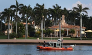 A coast guard boat is patrols in front of the Mar-a-Lago Resort in Palm Beach, Florida, earlier this week.