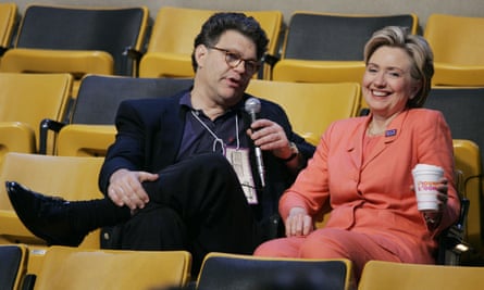 Hillary Clinton speaks with Al Franken at Democratic National Convention in Boston on 29 July 2004.