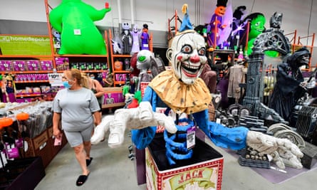 People shop for Halloween items at a home improvement store in Alhambra, California.