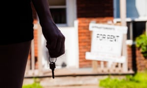 Tenant in front of rented house
