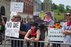 'Rednecks against racism': Anti-fascist protesters in downtown Pikeville.